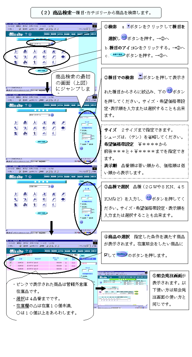 Miz様確認ページ ヘルプメニュー